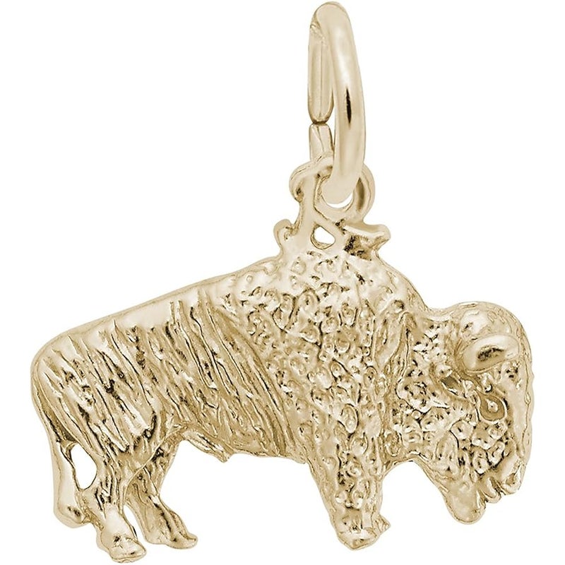 10k Yellow Gold Buffalo Charm, Charms for Bracelets and Necklaces
